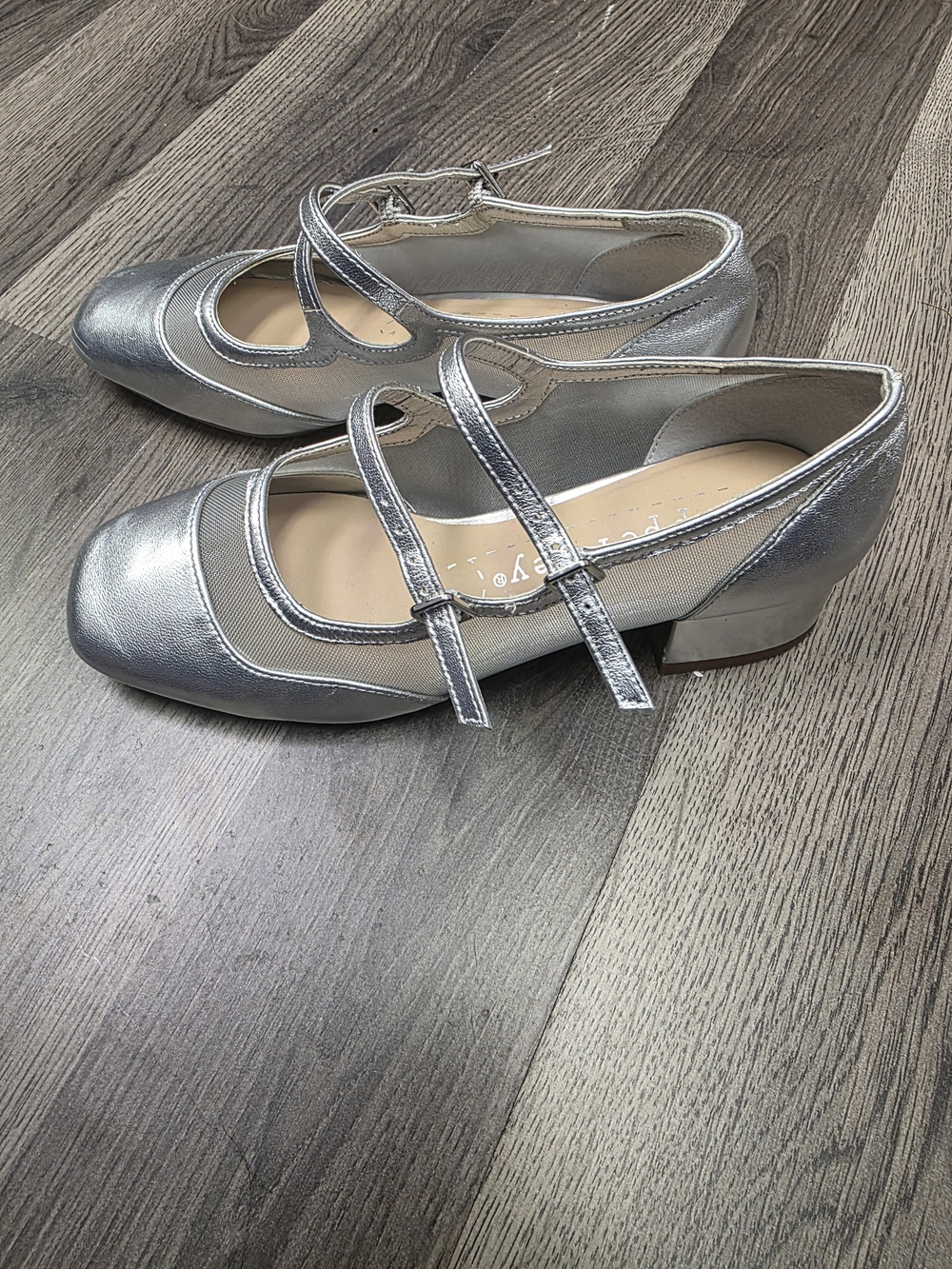 Copper Key Silver Mary Jane Double-Strap Dress Shoes for Kids